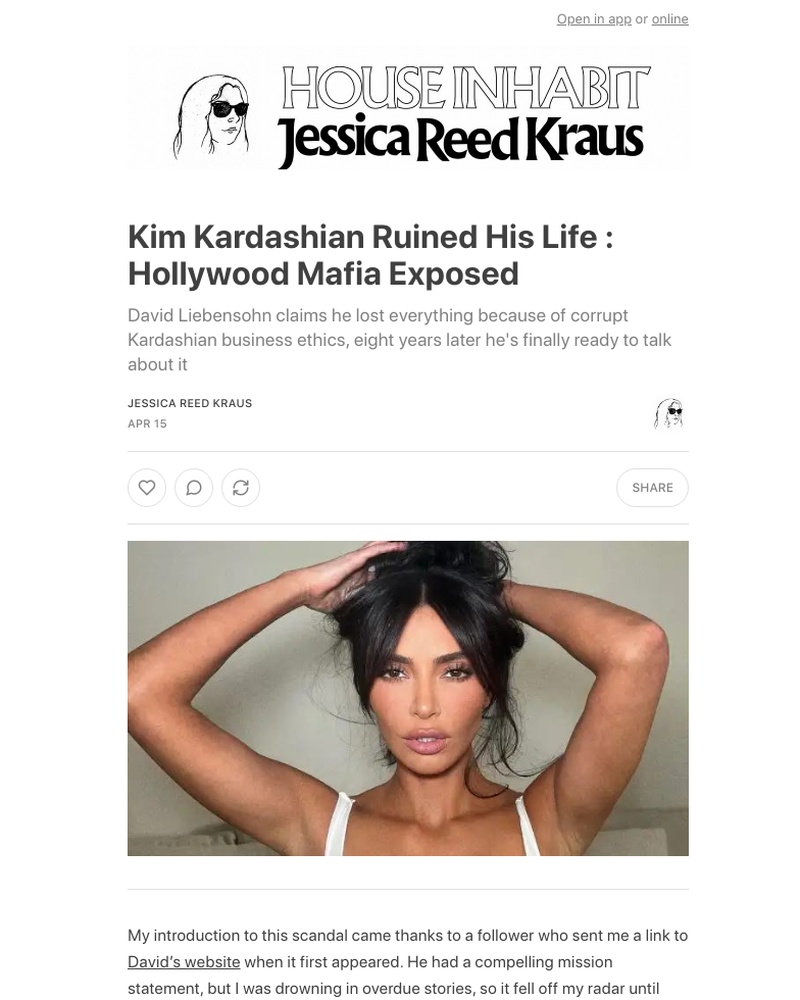 Substack - Kim Kardashian Ruined His Life : Hollywood Mafia Exposed