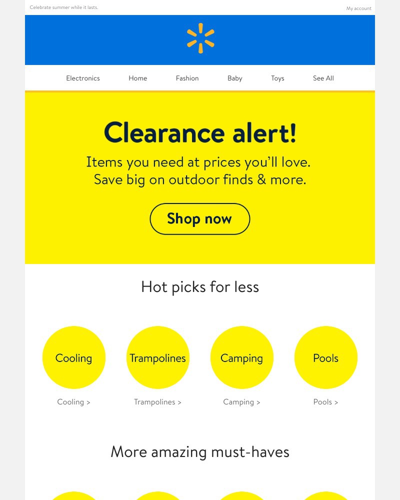 Walmart - Labor Day clearance on everything outdoors 🥳