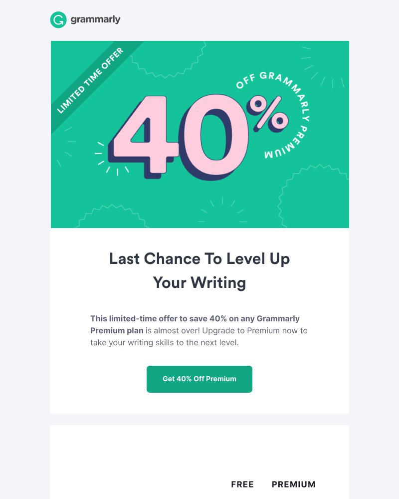 Grammarly - Last Chance: 40% Off a Grammarly Premium Upgrade