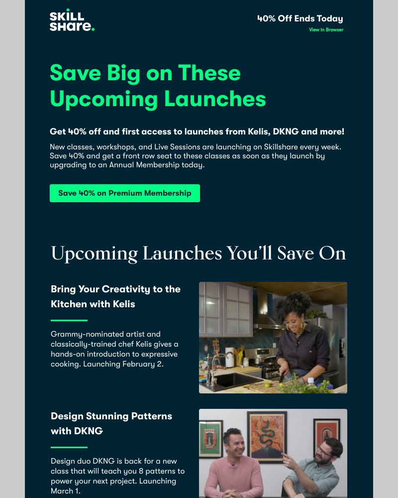 Skillshare - Last Chance: 40% Off Ends Soon