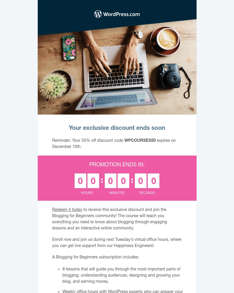 WordPress - Last Chance: 50% off Blogging for Beginners