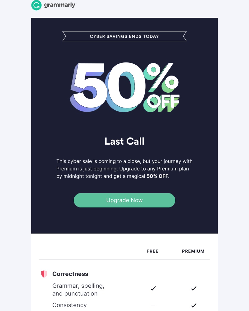 Grammarly - LAST CHANCE: 50% OFF Cyber Savings Ends Today