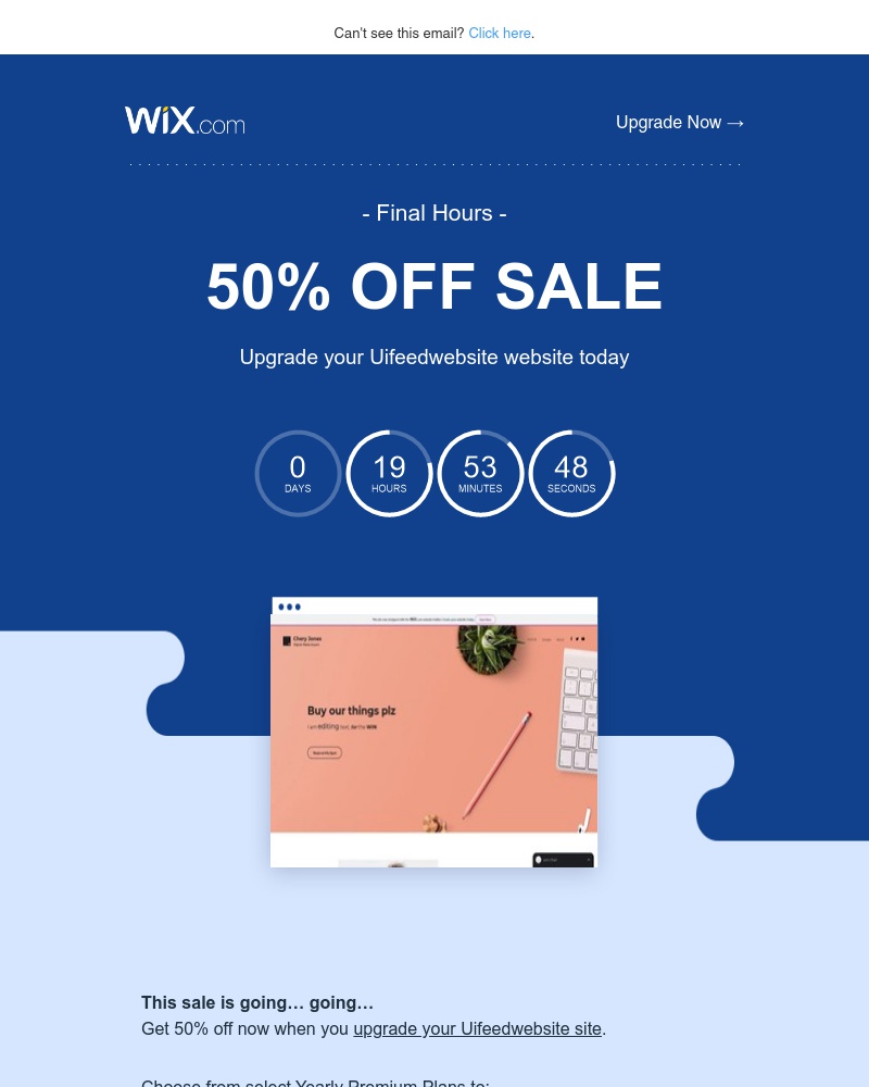 Wix - Last chance! 50% OFF your Uifeedwebsite website
