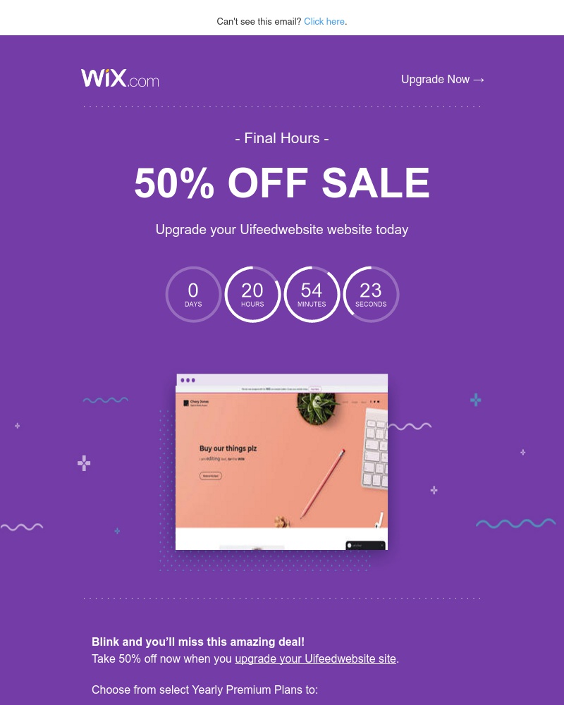 Wix - Last chance! 50% OFF your Uifeedwebsite website