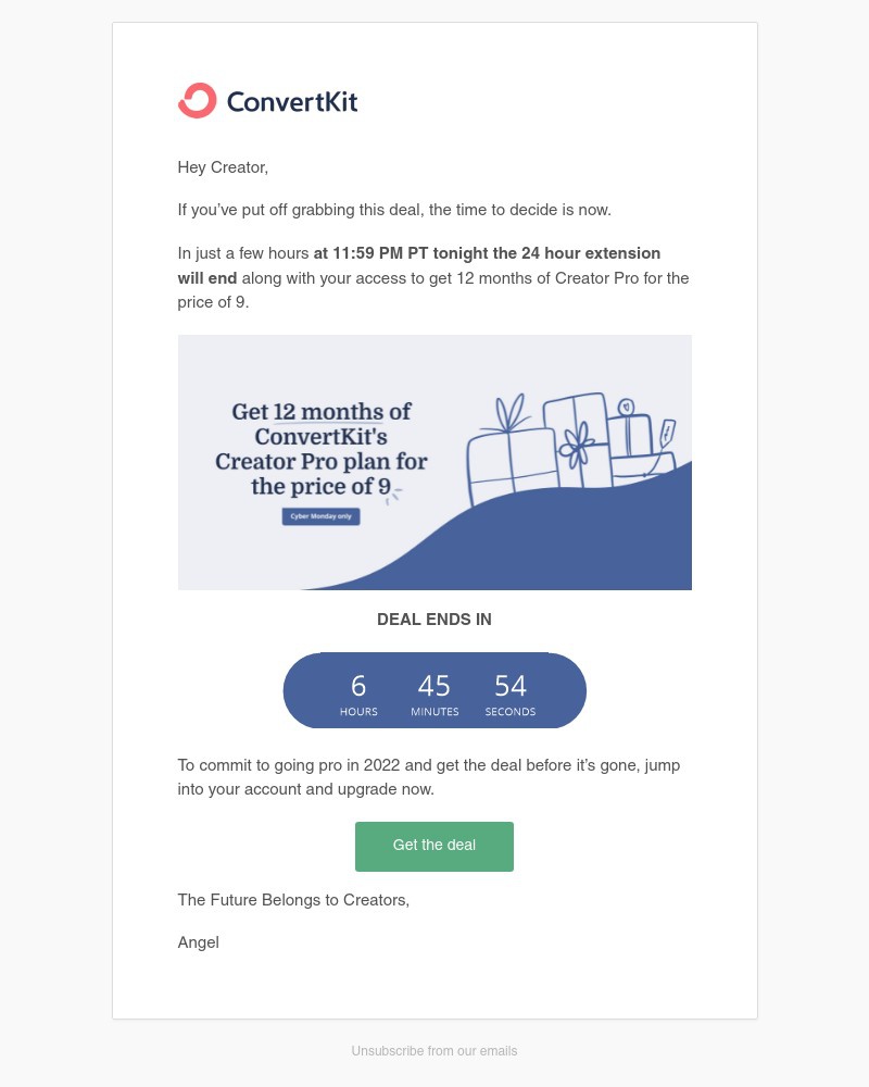 ConvertKit - Last chance: Creator Pro deal closes tonight