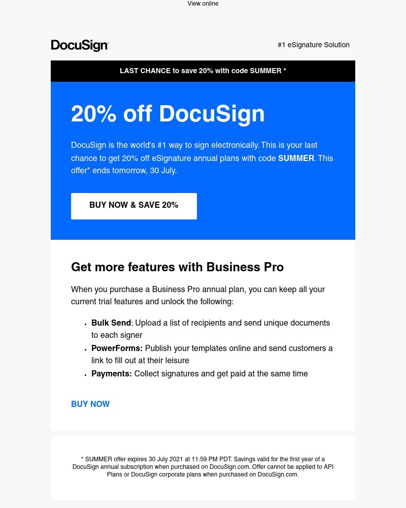 Docusign - Last chance for 20% off DocuSign