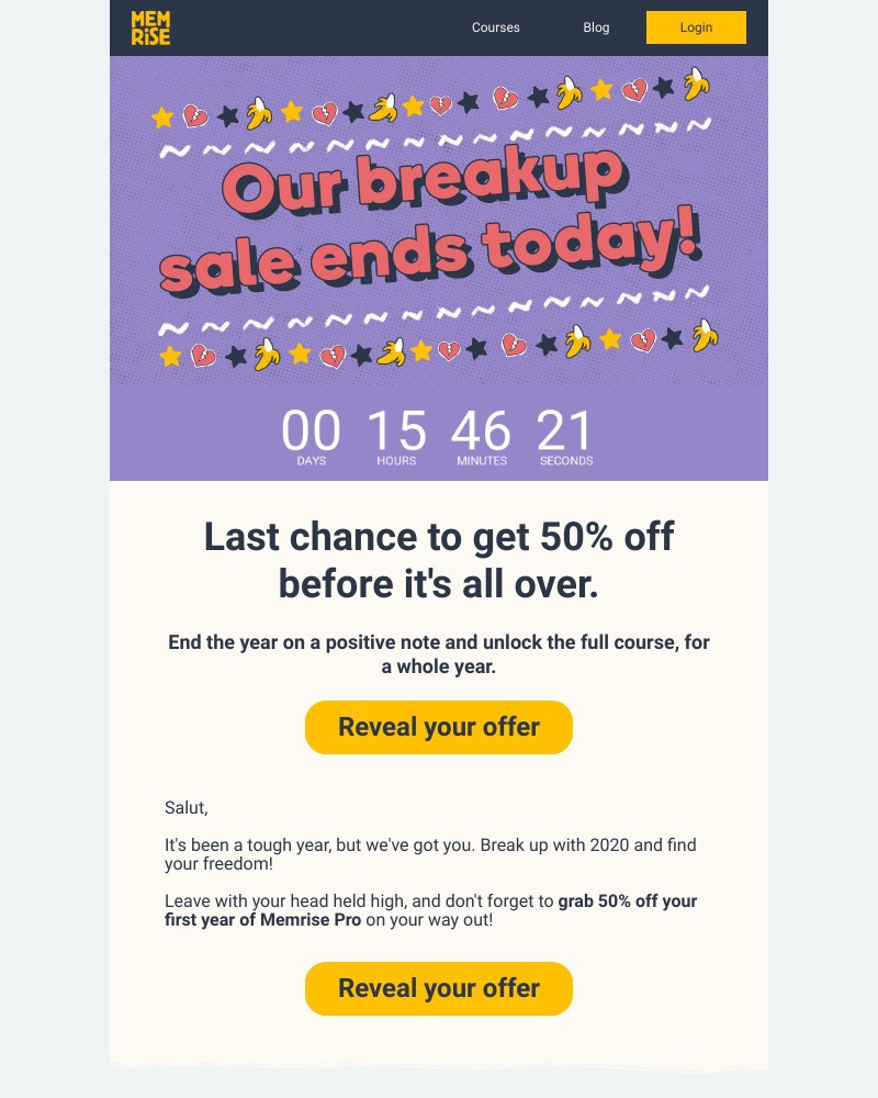 Memrise -    Last chance for 50% off! ⏰
