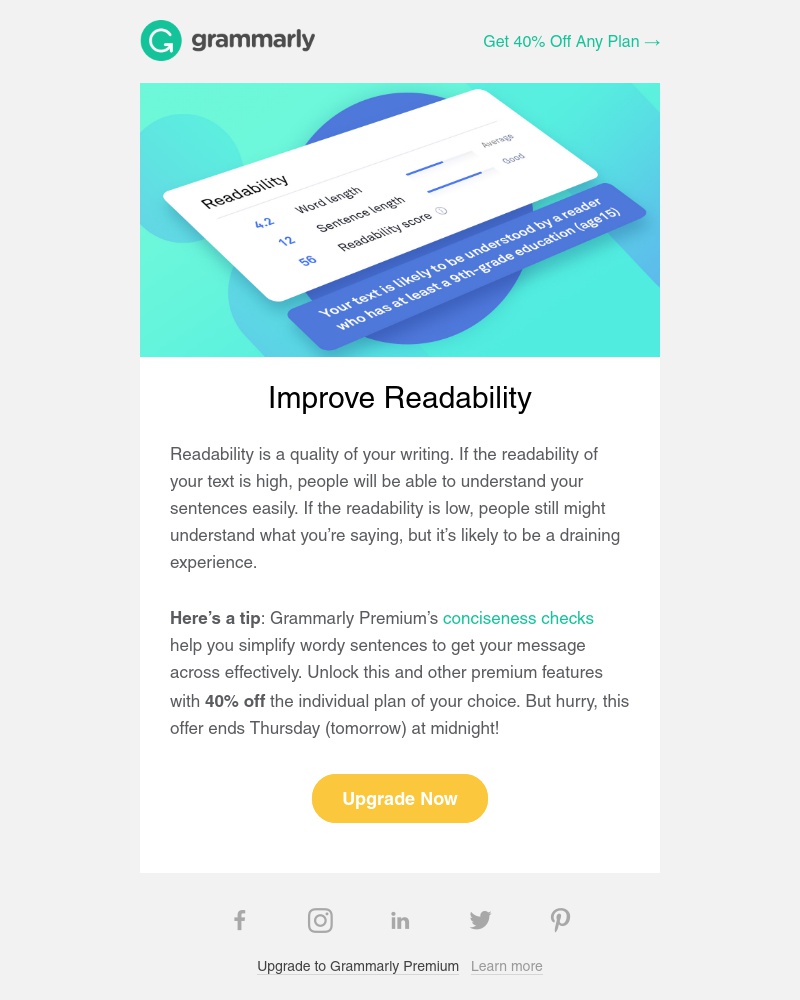 Grammarly - LAST CHANCE: Get 40% Off Any Individual Plan