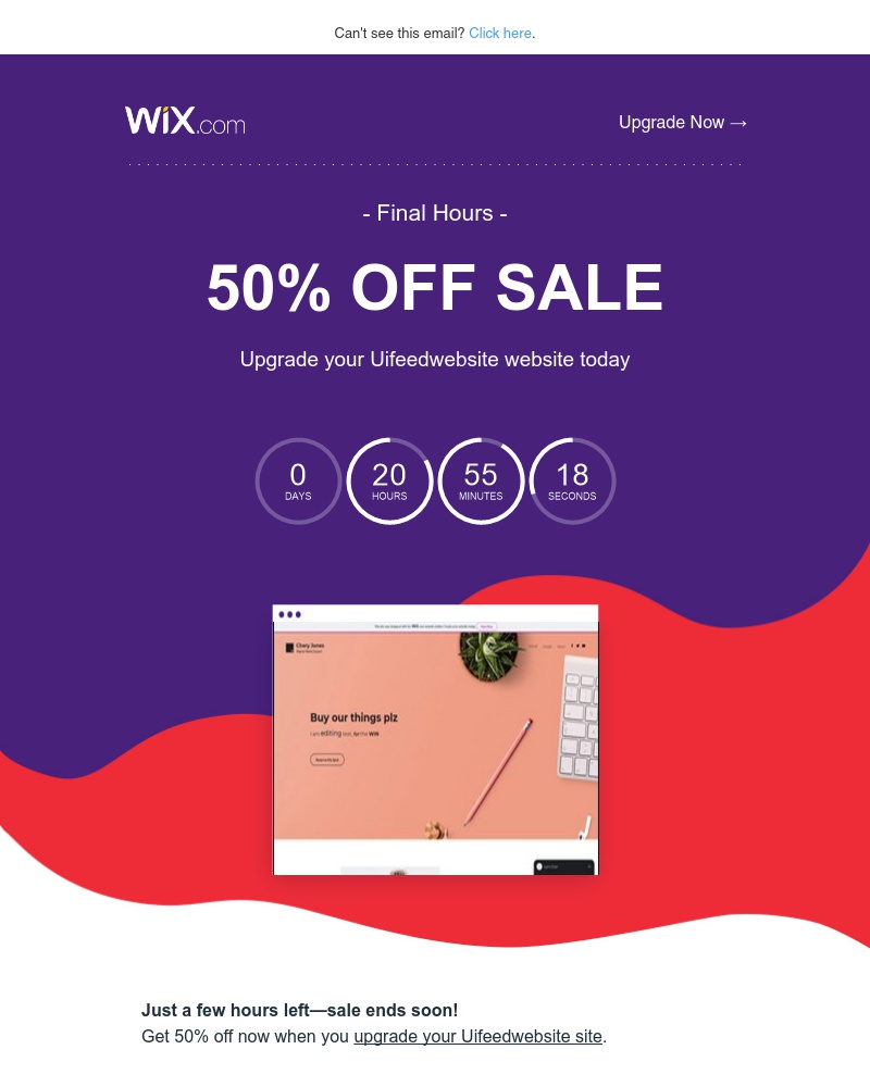 Wix - Last chance! Save 50% when you upgrade your Uifeedwebsite website