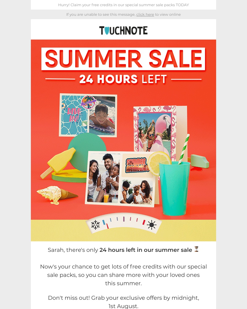 TouchNote - Last chance! 😮 Save on credits in our summer sale