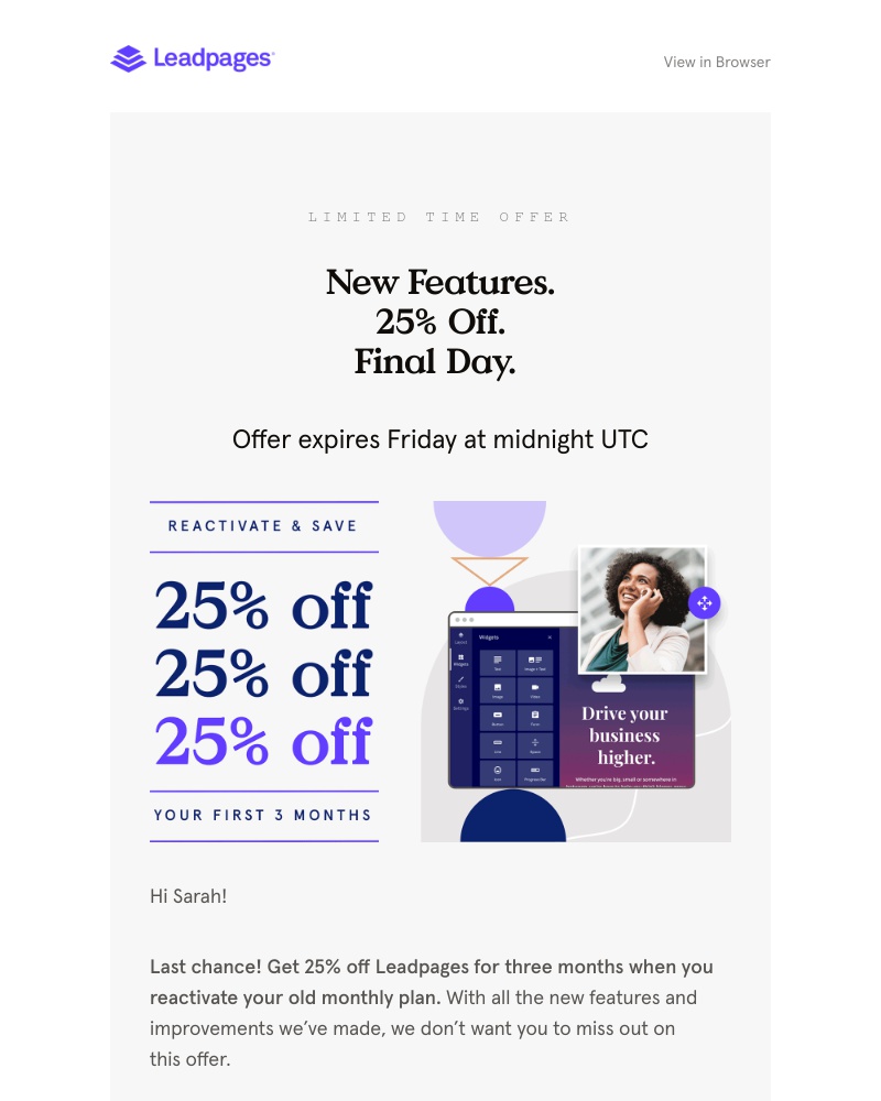 Leadpages - Last chance to get 25% off Leadpages.