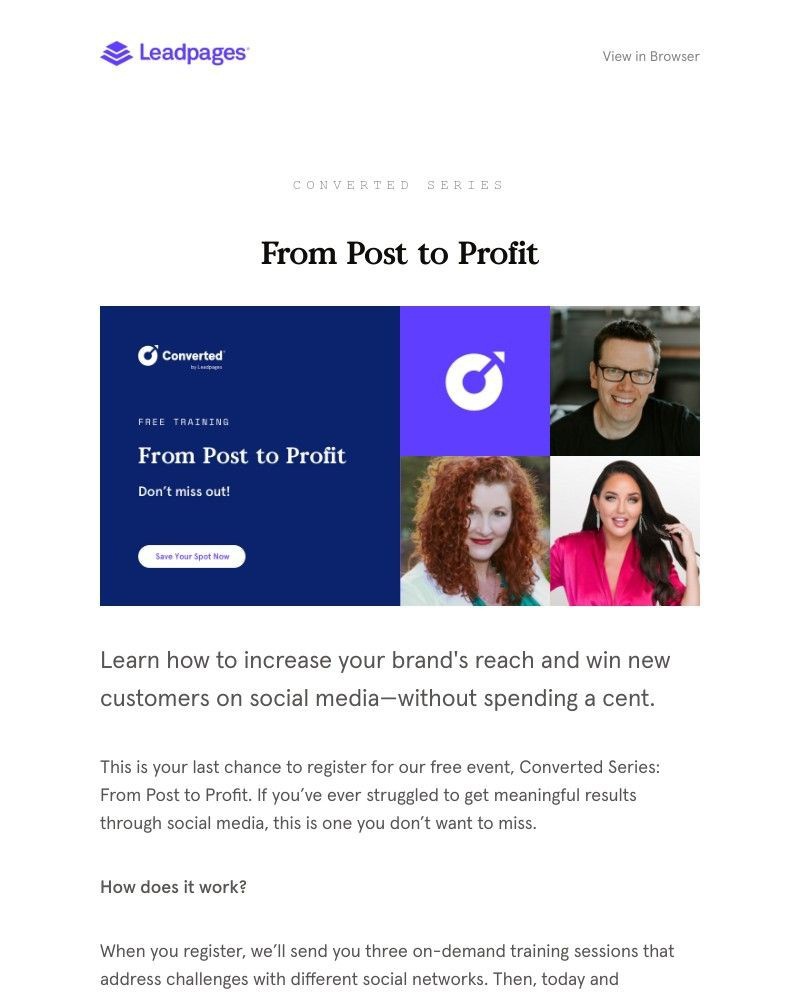 Leadpages - Last chance to register for Converted Series!