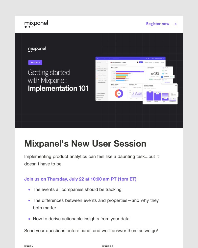 Mixpanel - Last chance to register! Get started with Mixpanel's new user session