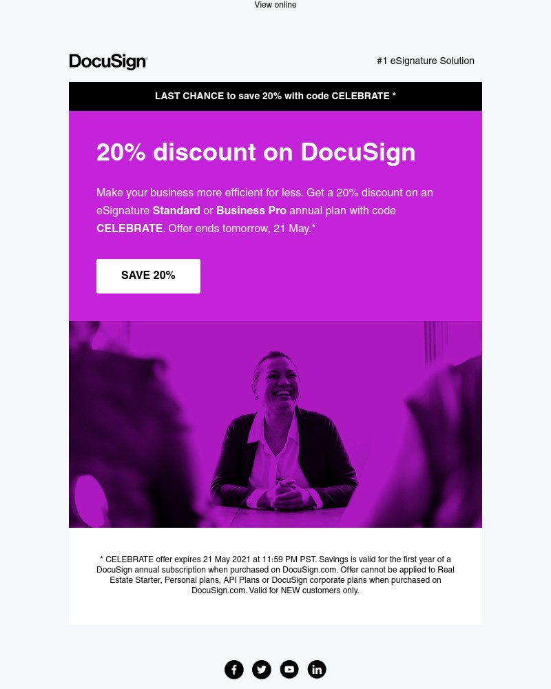 DocuSign - Last chance to save 20% on DocuSign.