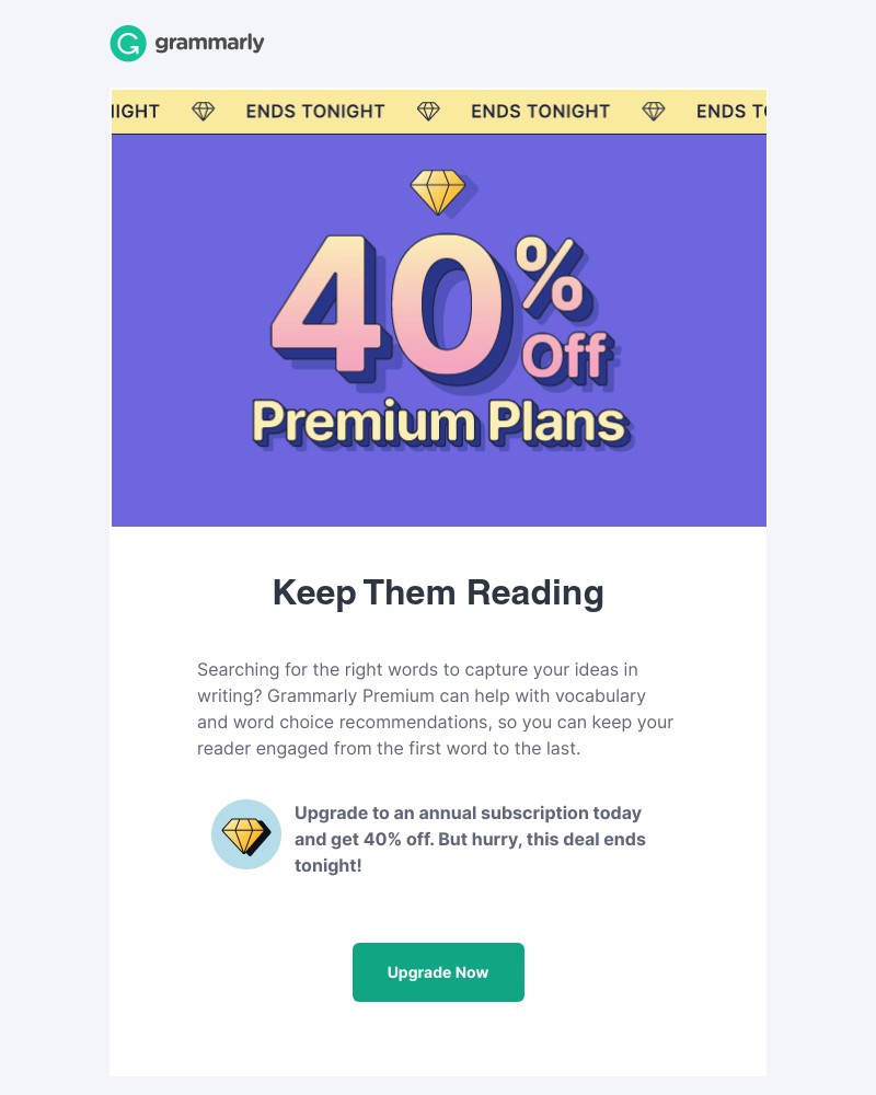 Grammarly - Last chance to save 40% off on Grammarly Premium