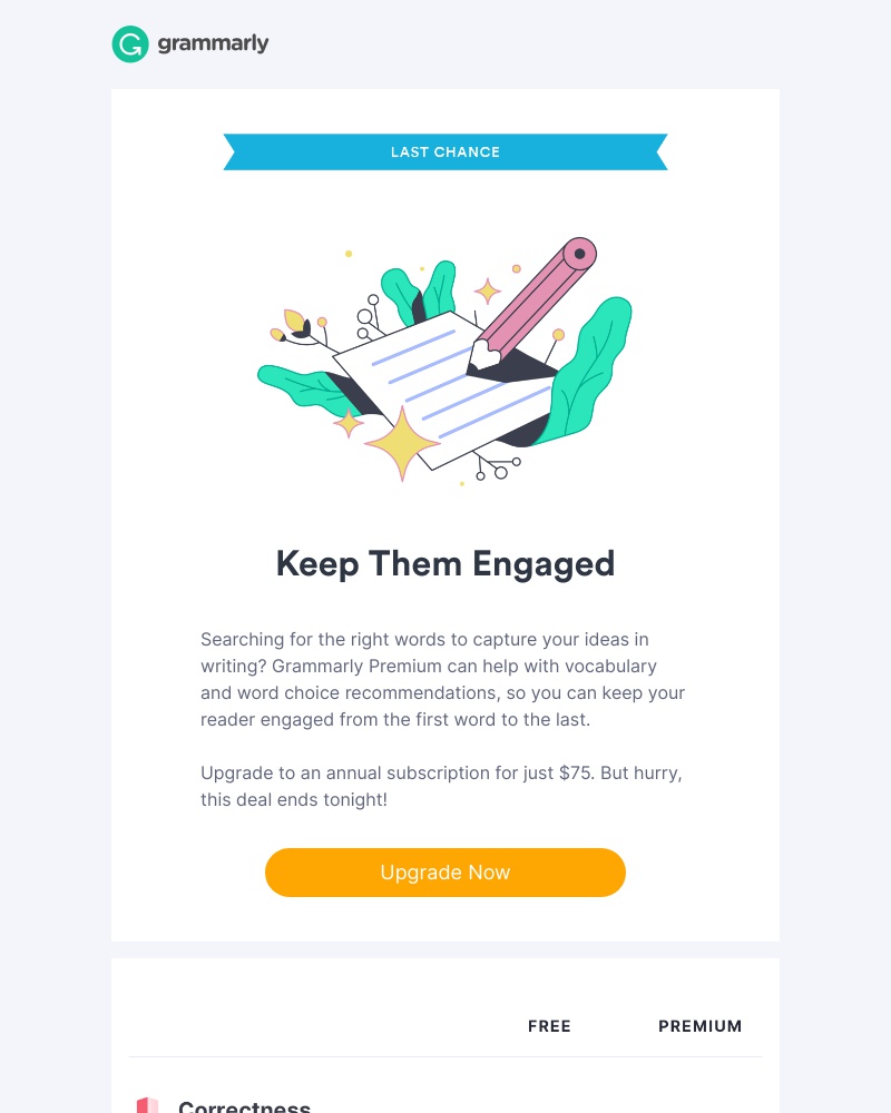 Grammarly - Last chance to save $64.95 on Grammarly Premium