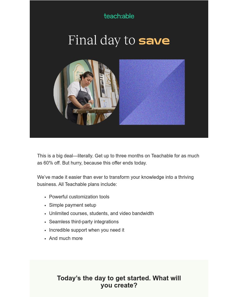 Teachable - Last chance to save big: Up to 60% off ends today