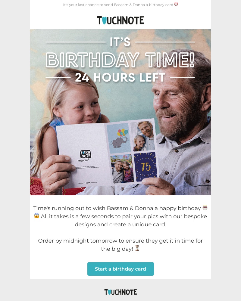 TouchNote - Last chance to send a birthday card! 🎉