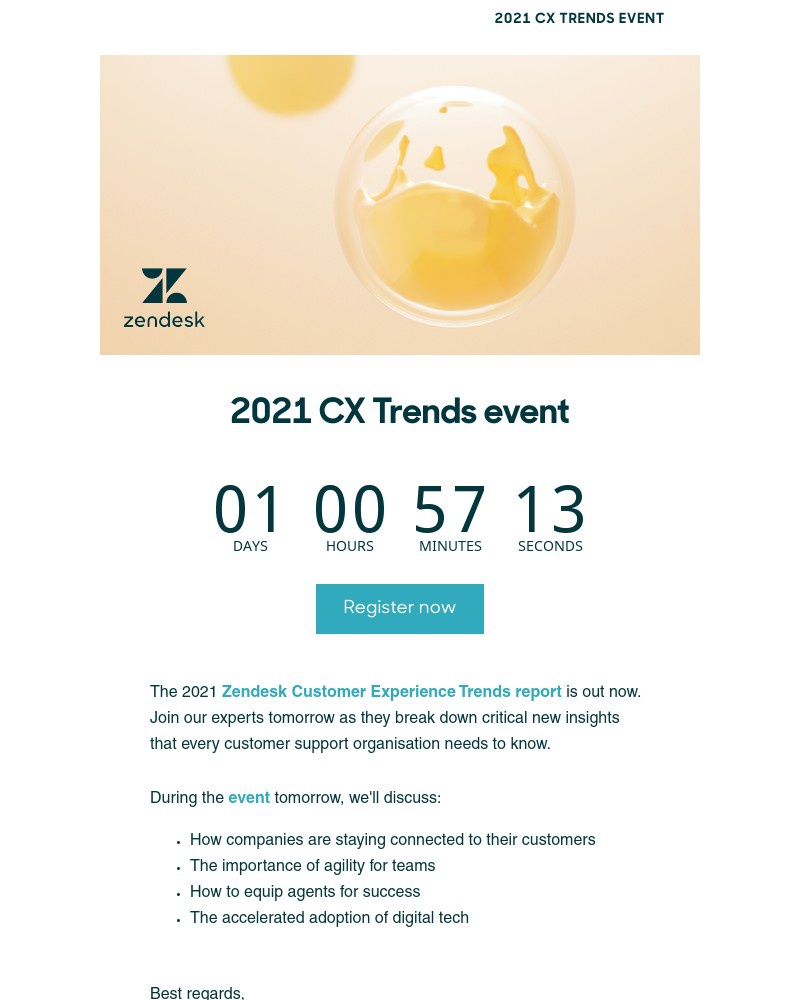 Zendesk - Last chance to sign up for our CX trends event