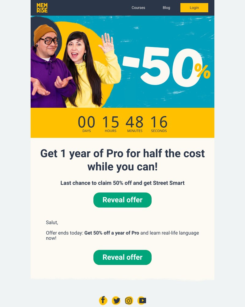 Memrise - LAST DAY to get Street Smart with 50% off Pro! ⏱
