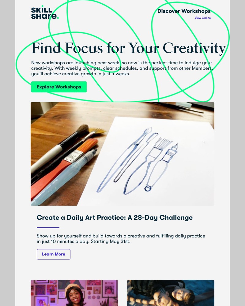 Skillshare - Launching Monday: 5 New Workshops for Sarah