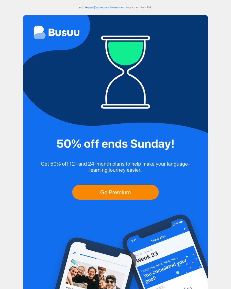 Busuu - Learn French faster with 50% off 👍     