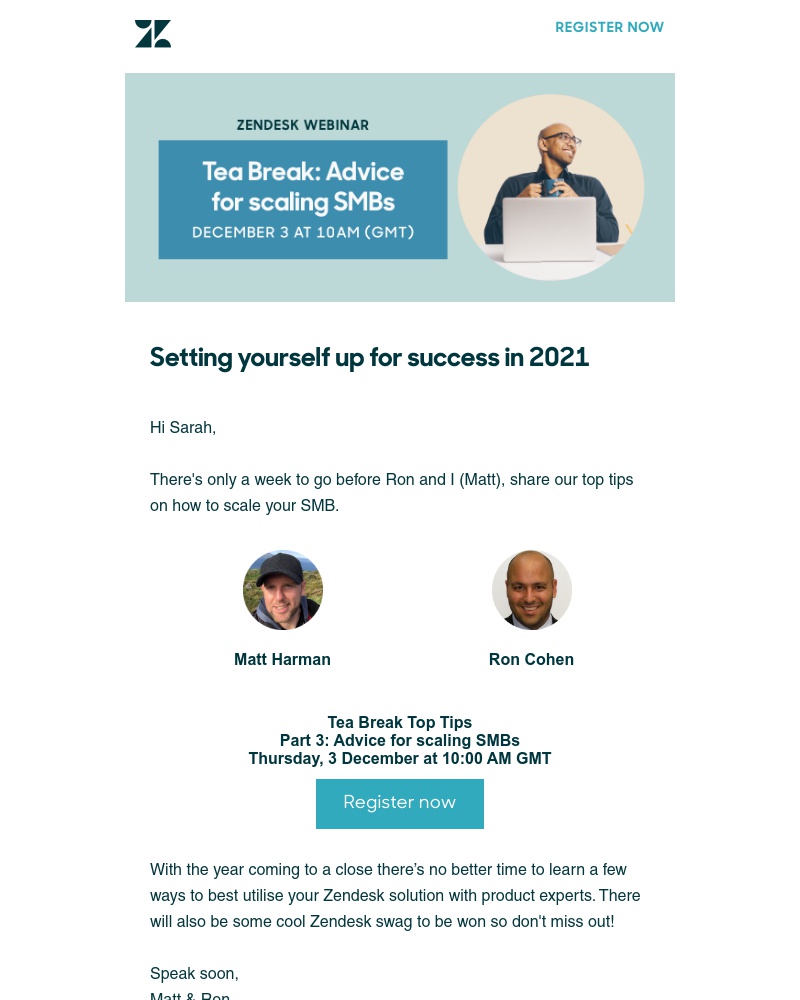 Zendesk - Learn how to scale your SMB with the Tea Break series
