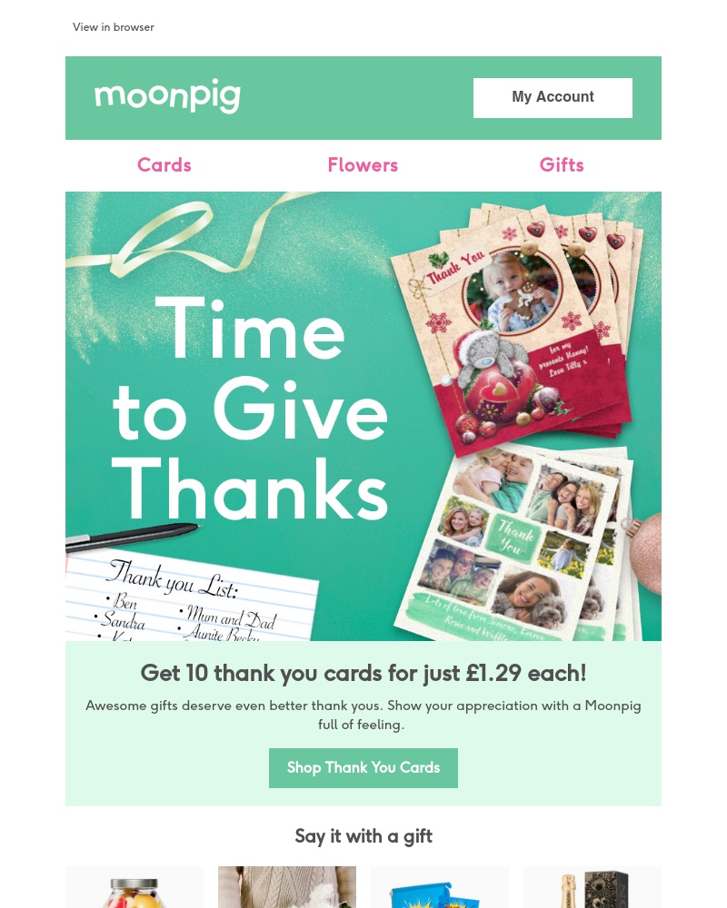 Moonpig - Let us help you say thanks 🙏
