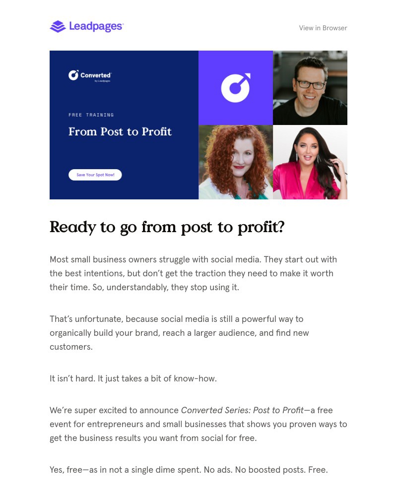 Leadpages - Limited spots—Converted Series: Post to Profit.