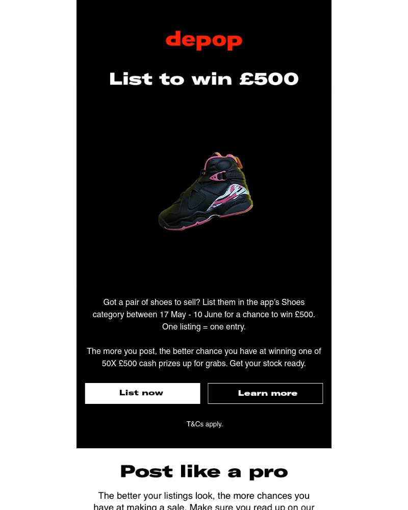 Depop - List your shoes for your chance at £500