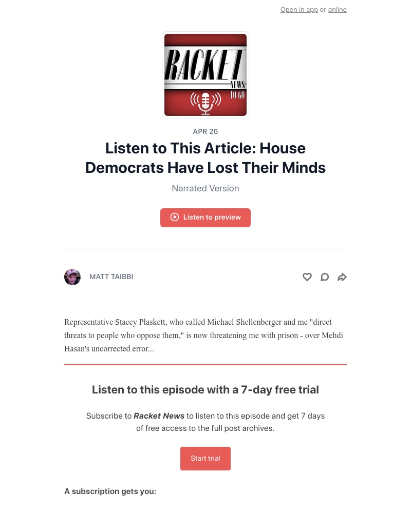Substack - Listen to This Article: House Democrats Have Lost Their Minds