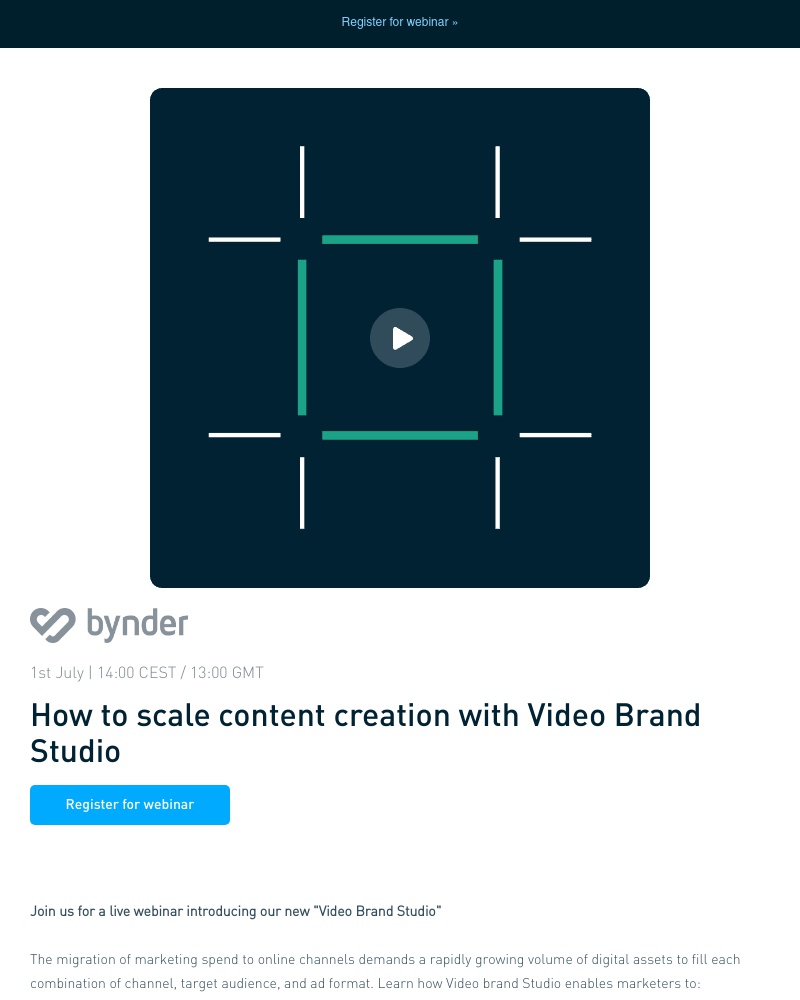 Bynder - [Live webinar] How to scale content creation with Video Brand Studio 📹