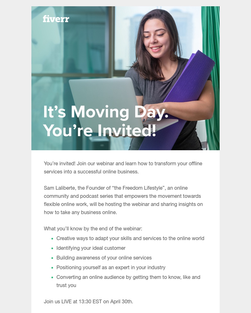 Fiverr - [Live Webinar] How to transform your services into an online business