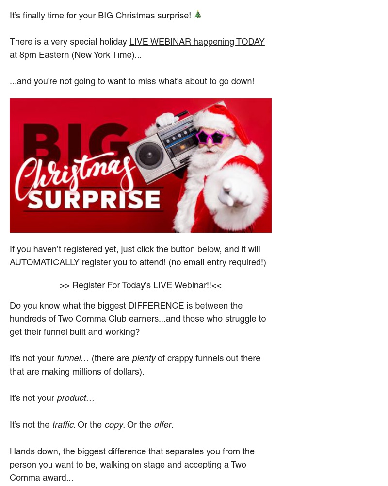 ClickFunnels - {LIVE WEBINAR}  🎁 the Christmas goodness happens TODAY...🎁