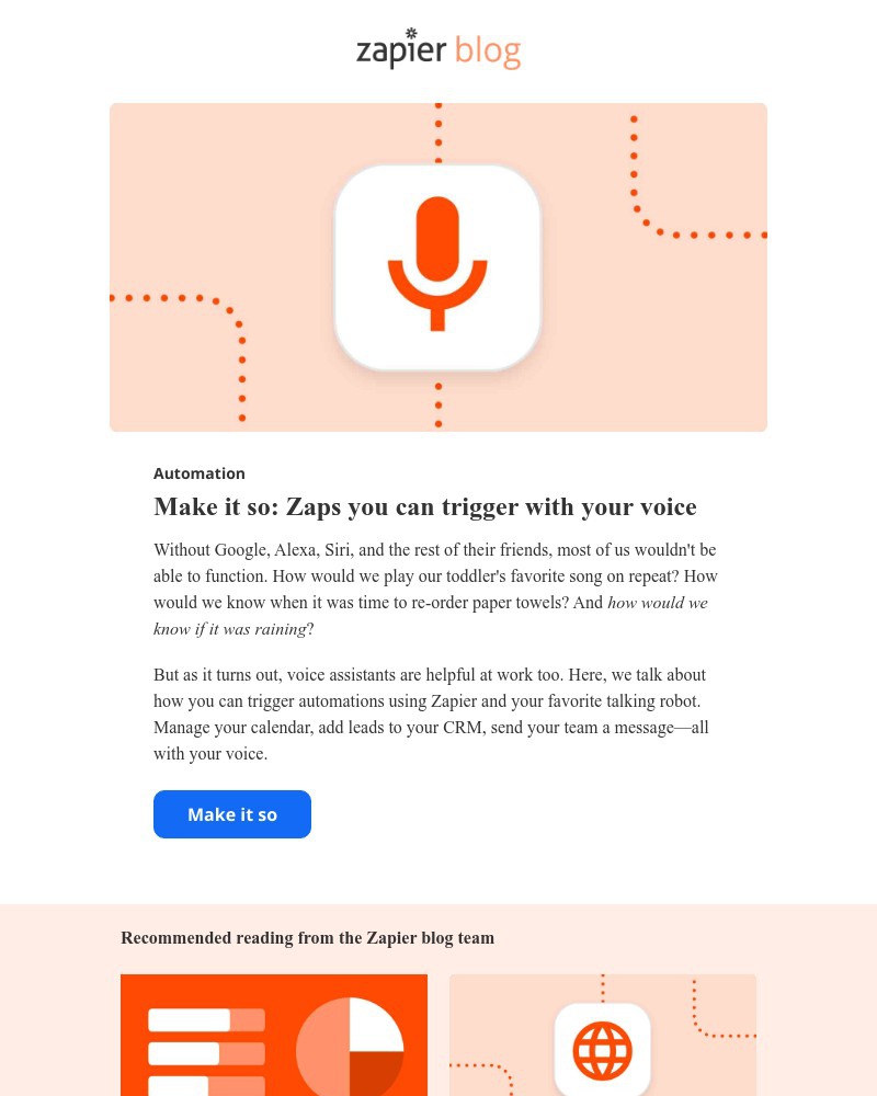 Zapier - Make it so: Zaps you can trigger with your voice