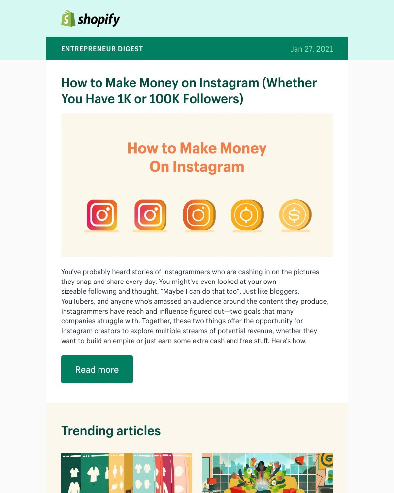 Shopify - Make money on Instagram 📱