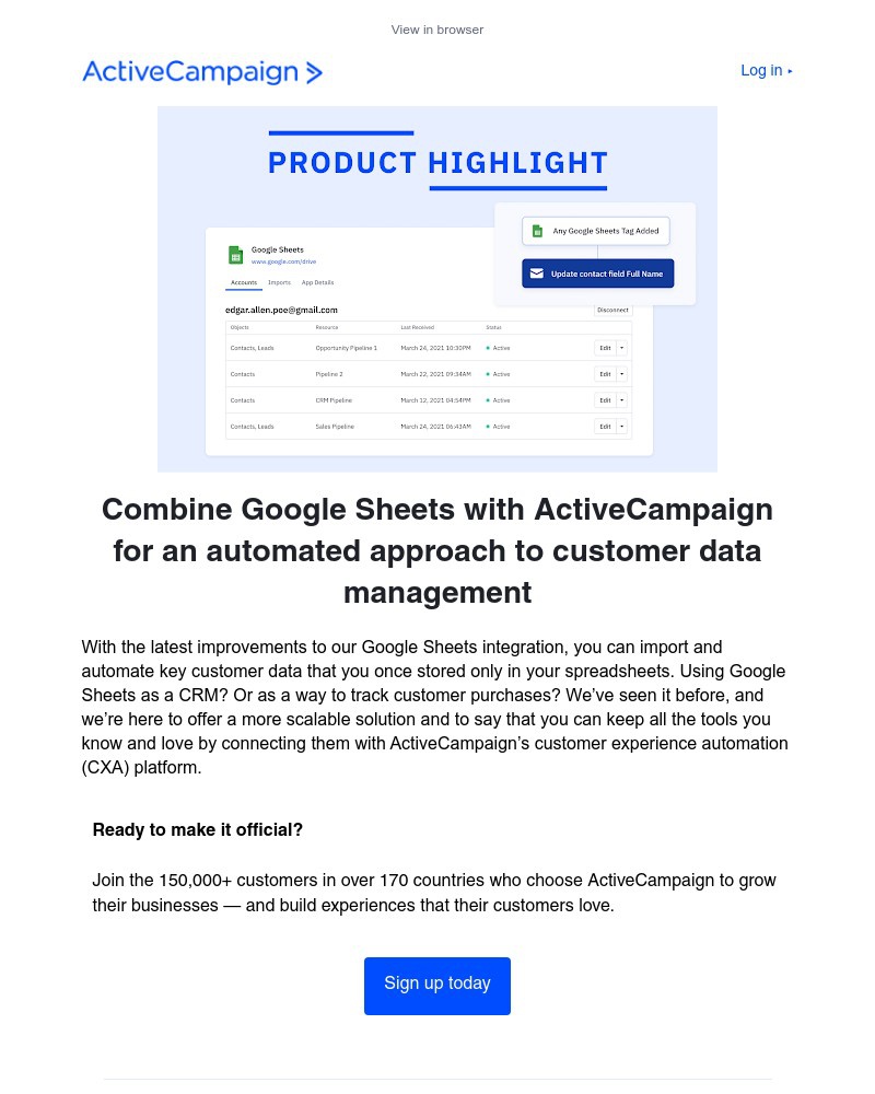 - Manage & automate data with the Google Sheets integration