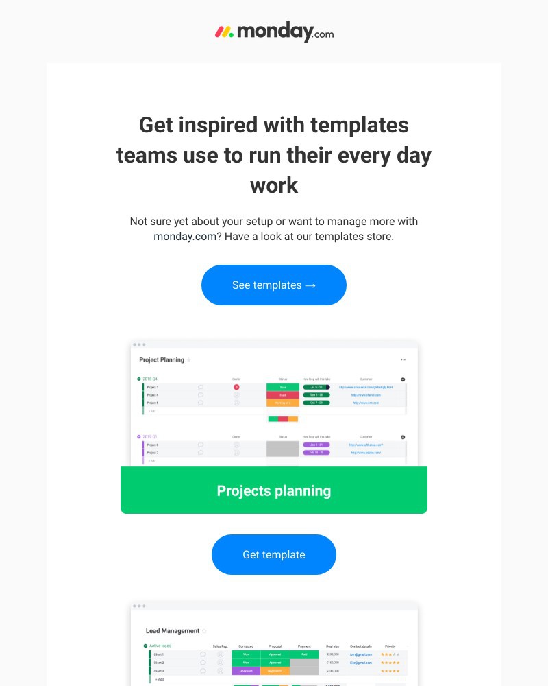 Monday - manage projects @ui-feed + more templates