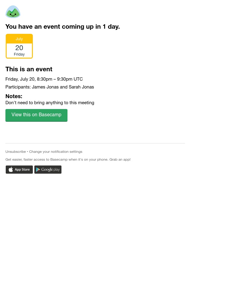 Basecamp - (Marketing) This is an event