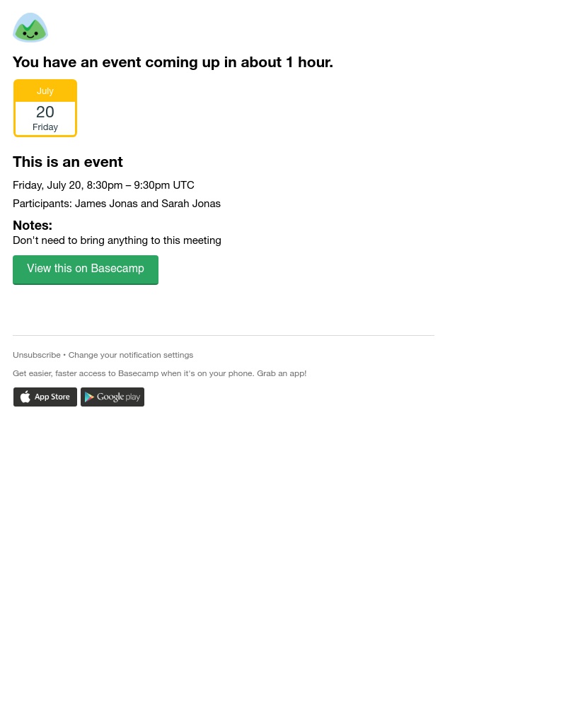 Basecamp - (Marketing) This is an event