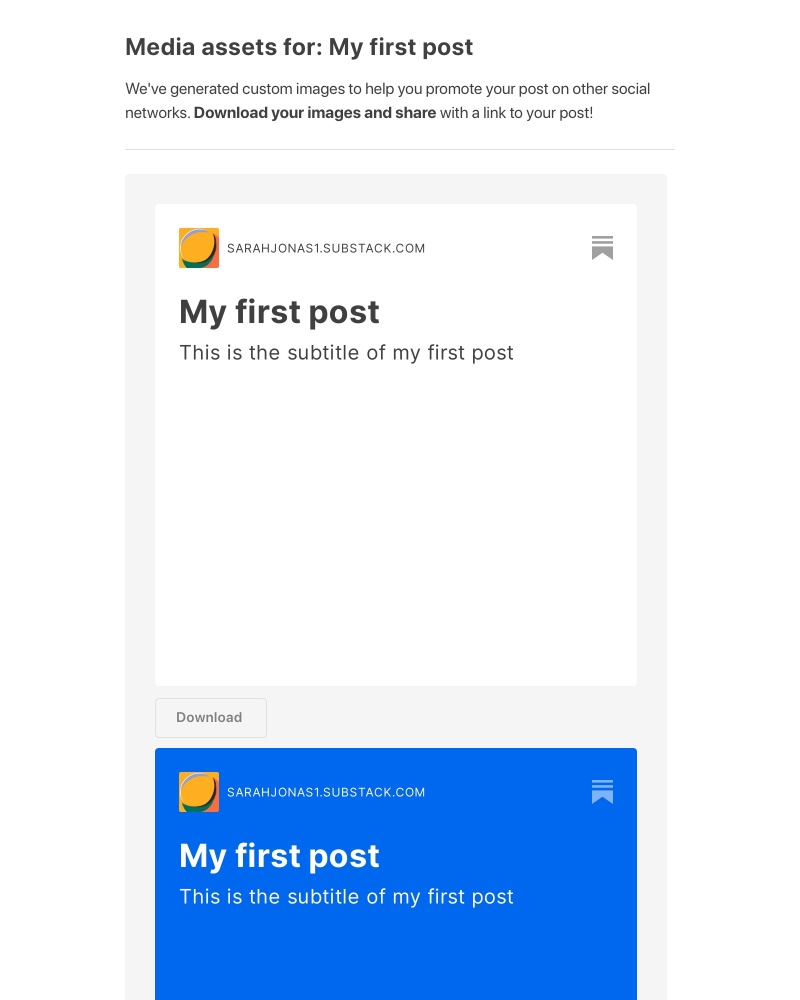 Substack - Media Assets for: My first post