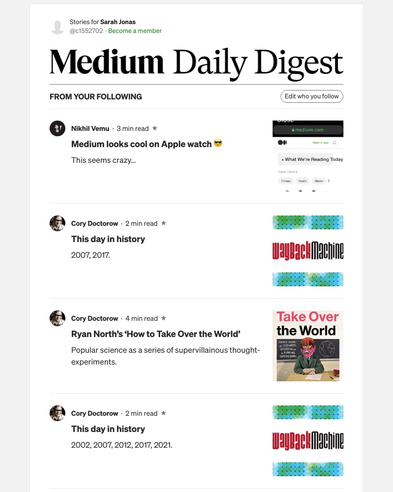 Medium - Medium looks cool on Apple watch 😎 | Nikhil Vemu
