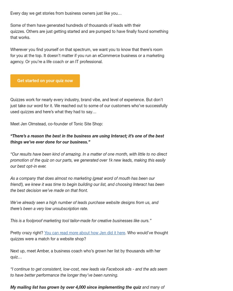 Interact - Meet 3 business owners who’ve gotten brag worthy results using quizzes 🙌