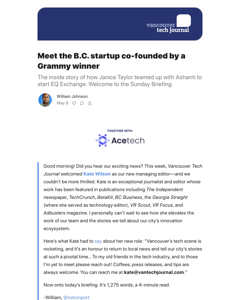 Substack - Meet the B.C. startup co-founded by a Grammy winner