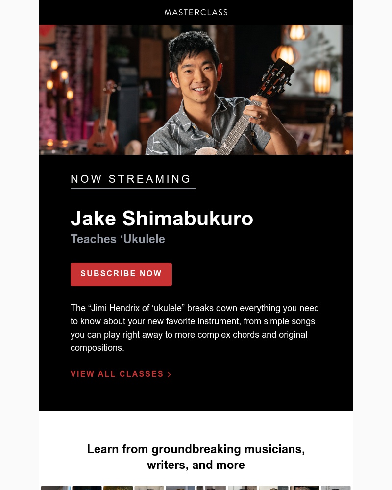 - Meet your new instructor: Jake Shimabukuro