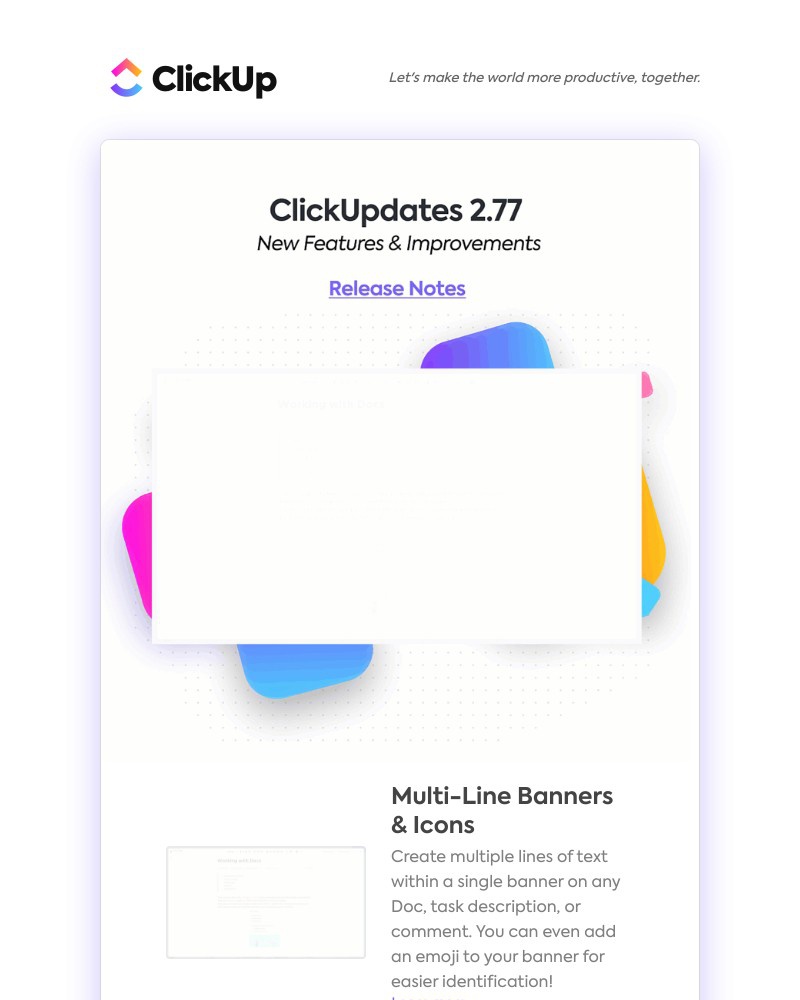 ClickUp - Multi-Line Banners & Icons, Speed Improvements, Tons of Bug Fixes ➕ more!