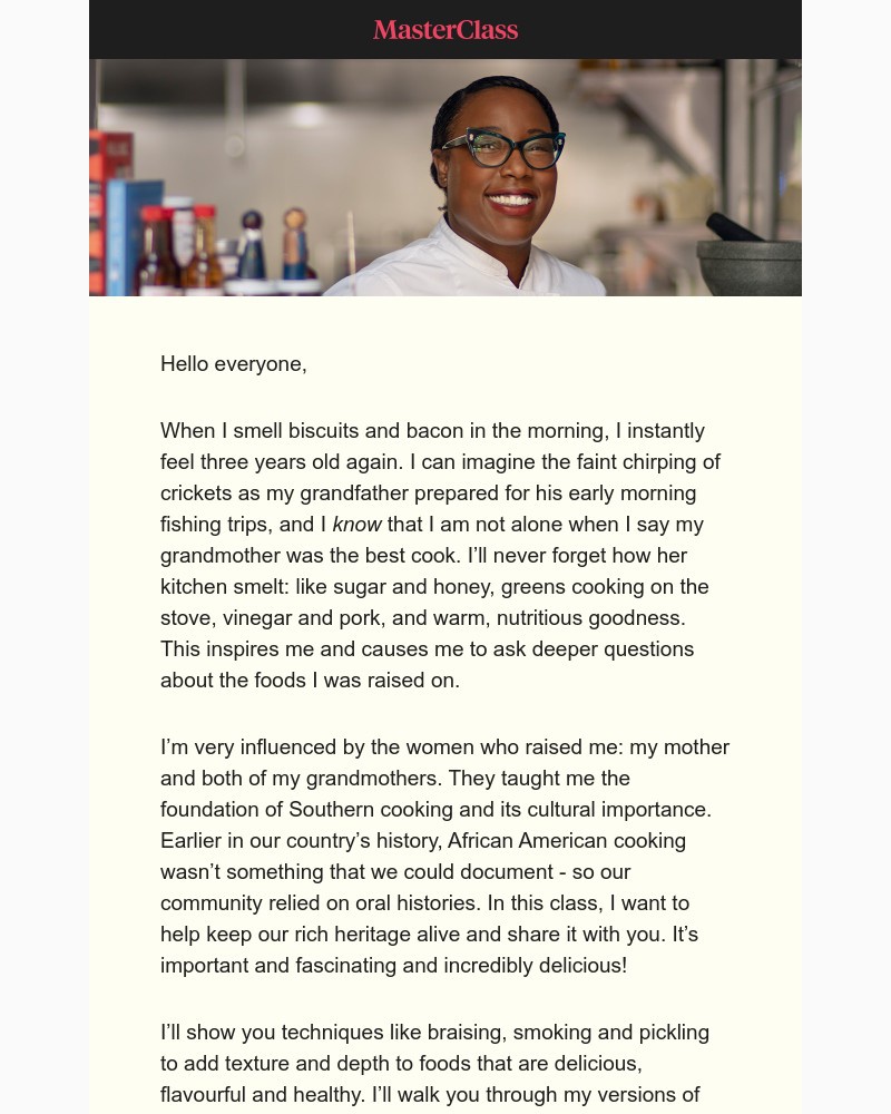  - My class on Southern cooking is here