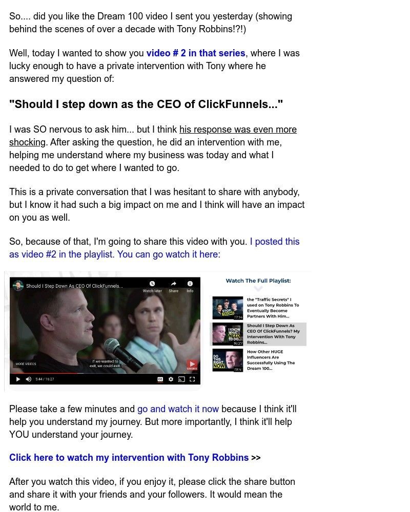 ClickFunnels - my intervention with Tony Robbins [NEW VIDEO]