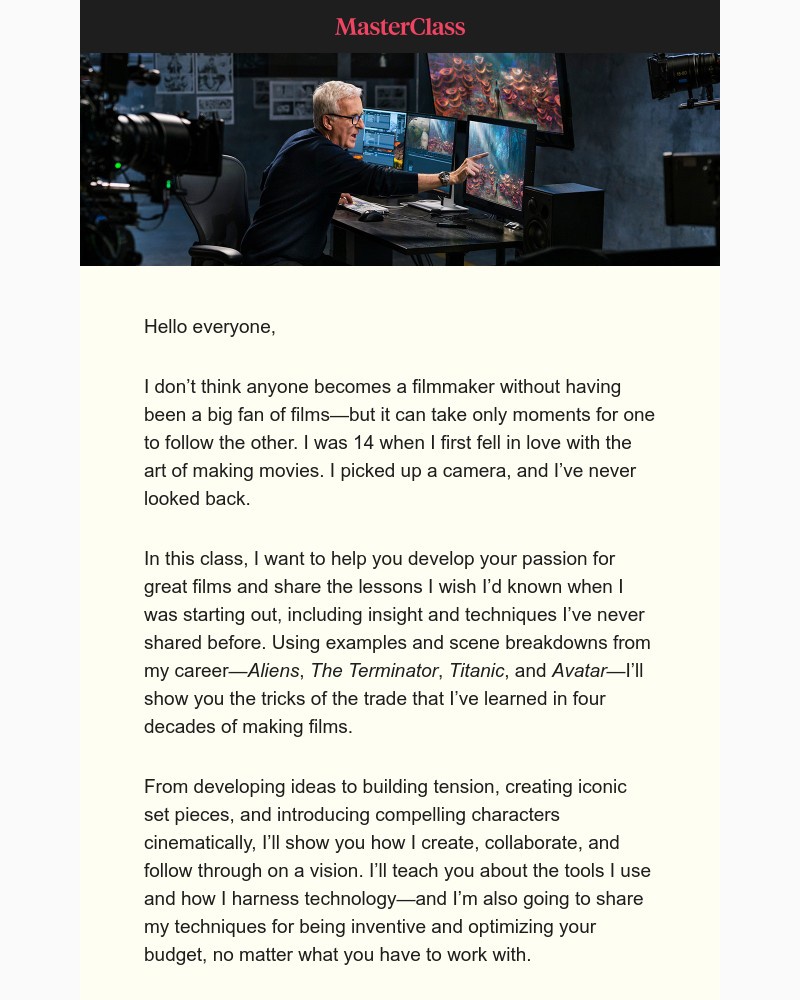  - My MasterClass on filmmaking is here