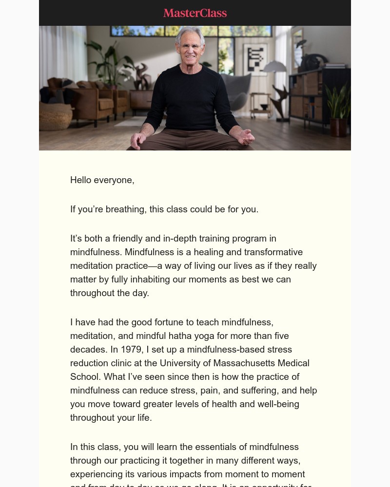  - My MasterClass on mindfulness and meditation is here